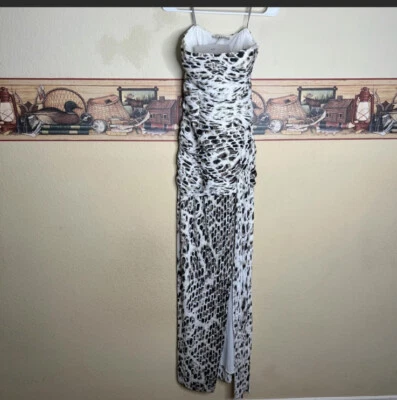 Halston Heritage Animal Print Strapless Gown Sz 6 NWT - Image 1 of 4