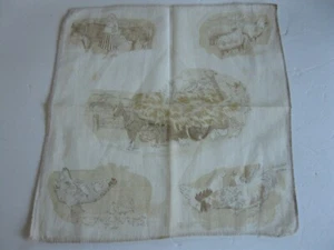 CHILDS DOLL Cotton Printed Handkerchief- Farm Scene - Children Rooster Sheep ANT - Picture 1 of 7