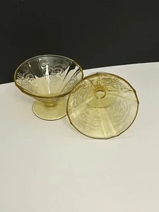 Vintage Depresión Glass Ámbar Madrid - 2 Patas Sherbert Bowls de Federal Glass - Imagen 1 de 4