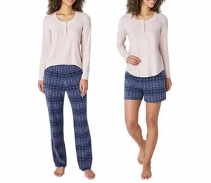 Eddie Bauer Women’s 3-Piece Waffle Fleece Sleep/Pajama Set Purple Plaid Size XL - Picture 1 of 7