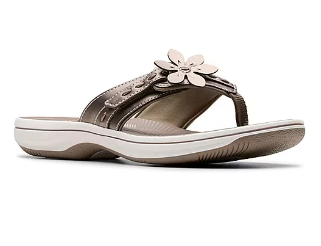 CLARKS WOMEN'S SANDAL US 7 M BREEZE SEA PEWTER FLIP FLOP CLOUDSTEPPER