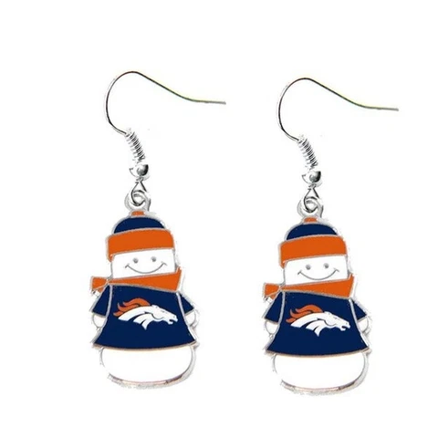 Denver Broncos Football Team Logo NFL Snowman Charm Dangle Earrings Set Cover