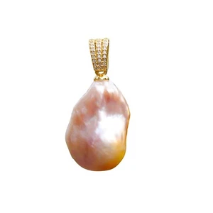 Rare 17.5X26mm Baroque Orange Purple Freshwater Pearl S925 Silver pendant TH276 - Picture 1 of 12