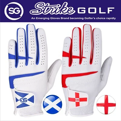 SG Men Cabretta Leather Golf gloves England Scotland Logo premium quality - Image 1 of 4
