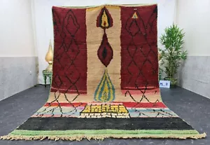Moroccan Boujaad Handmade Rug 6'6"x9'8" Berber Patchwork Red Black Wool Carpet - Picture 1 of 12