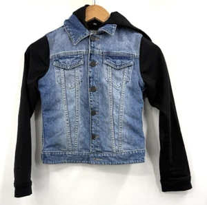 DL1961 Hooded Blue Denim Trucker Manning Jacket Kids Size Medium 5 - Picture 1 of 9