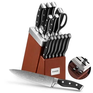 Messerblock FOHERE Rotbraun Scharfes Messerblock Set mit Integriertem Messers... - Bild 1 von 9