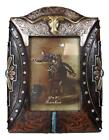 Western Longhorn Tooled Silver Concho Turquoise Gems Picture Photo Frame 5'X7'