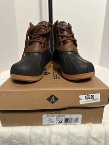 Sperry Little Kid Boy Size 11M Tan / Blue Port Duck Boot - Picture 1 of 4