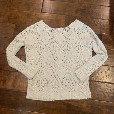 Urban Outfitters Pins and Needles Sweater Ivory Cream Crochet Size S Boatneck - Image 1 of 4