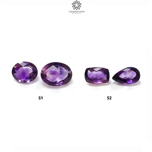 Natural Purple Rutile Amethyst Quartz Oval Pear & Baguette Checker Cut Stone - Picture 1 of 9