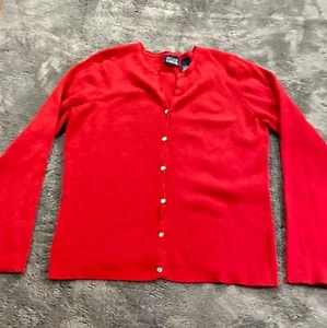 VTG Hillard & Handson Cardigan Womens Sz Large Red Button Up  Sweater - Picture 1 of 14