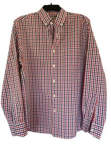 J Crew Shirt Long Sleeve Button Down, Boys Sz Medium Red & Blue Checked Gingham - Picture 1 of 19