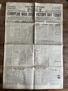 The Palestine Post Newspaper Victory In Europe Edition 8th May 1945 World War 2 - Picture 1 of 12