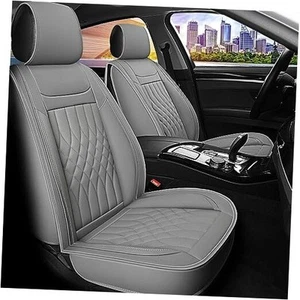 Car Seat Covers Waterproof Napa Leather 5 Seats Full Set Style 2 Gray - Picture 1 of 7