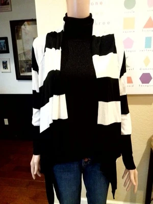 Cárdigan para mujer H&M blanco y negro a rayas manga larga ligero frente abierto S Foto 1 de 4