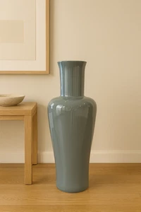 Middle Kingdom Large Lover Vase Grey w/ Lavender Interior Signed by Bo Jia 22.5" - Picture 1 of 5