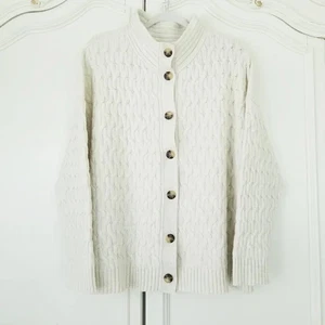 J. Jill Haferflocken meliert Zopfmuster Langarm Knopfleiste Cardigan 2X Neu mit Etikett - Bild 1 von 6