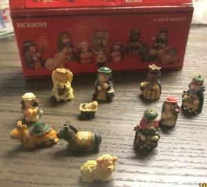 Vintage Dicksons Miniature 11 pc Resin Nativity Set - Picture 1 of 4