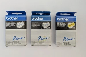 Lot Of 3 Brother TC-203 TC-103 TC-601 12mm Blue On White & Clear Black On Yellow - Picture 1 of 2