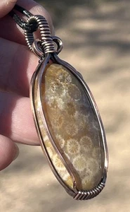 Fossil Coral~ Handmade copper wire wrapped pendant 5c - Picture 1 of 5