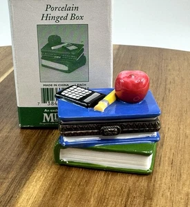 PHB Porcelain Hinged Trinket Box School Books Teacher Classroom - Picture 1 of 9