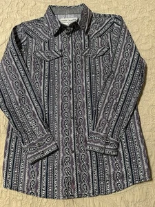 Cody James Youth Shirt Size M Long Sleeve Western Pearl Snap Paisley Lavender - Picture 1 of 9