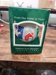 Vintage Hallmark From Our Home To Yours Christmas Ornament 1988 Glass Sparkling - Picture 1 of 7