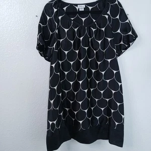 Mimi Maternity Dress Size Women's LG 100% Silk Black and Silver - Picture 1 of 8