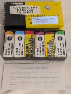 Prang Fluorescent Excello Squares Lecturers Chalk Original Box 2140-6 Nice - Picture 1 of 8