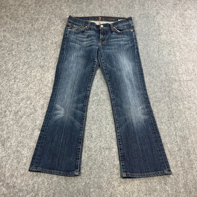 7 For All Mankind Womens Jeans Bootcut Flare 30 26 UK 12 Dark Wash Blue Low Rise - Image 1 of 4