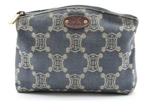 CELINE [Rank A] Paris Macadam Accessory Multi Pouch Purse Blue Canvas - Picture 1 of 13
