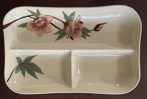 MCM Weil Ware CA Pottery Yellow Rose Veggie Fruit Condiment Tray Dish 9.5” x 6” - Picture 1 of 4