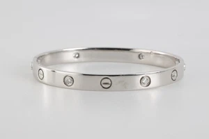 6.5" Cartier 18k White Gold 0.42tcw Diamond LOVE Bracelet Size 18 (29.00g.) - Picture 1 of 5