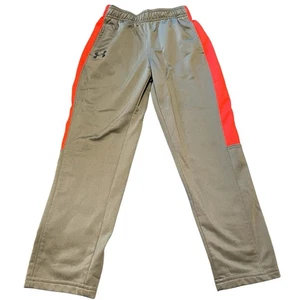 Under Armour Kids Track Pants Elastic Waist Gray with Red Accents - Picture 1 of 5