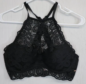 Pink Victorias Secret Push-Up Bra Pigeonnant Rendezvous Black Lace Size L - Picture 1 of 12