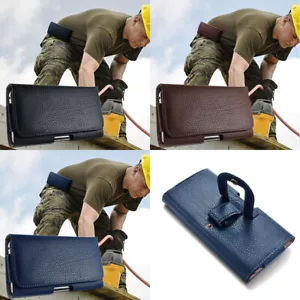For iPhone 11 12 13 14 15 16 Pro Max XR Leather Belt Holster Case Carrying Cover - Picture 1 of 33