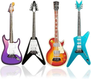 4Pcs 1:12 Dollhouse Wooden Miniature Guitar Mini Musical Instrument Model Toys - Picture 1 of 7