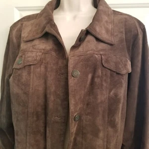 For Joseph Brand Junior braune Wildlederjacke Metallösen Knopfleiste Gr. XL - Bild 1 von 10