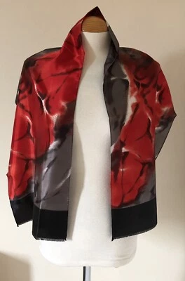 Ladies vintage PROVA long, red, grey & black acetate scarf. Made in Italy - Image 1 of 4