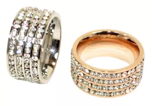 Damenringe Edelstahl Rosegold Silber Ring Verlobungsring Modern 4 Zirkona Beauty - Bild 1 von 5