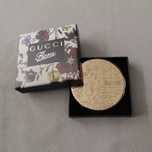 PARFUMS Gold Mirror Compact Miroir with Box Gold Flower Relief Plants mirror - Picture 1 of 7