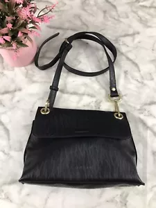 Vintage Calvin Klein Crossbody Black Leather Shoulder Purse/Handbag Metal Strap - Picture 1 of 6