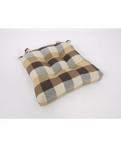 Buffalo Plaid Pad Seat Chair Cushion Chocolate & Brown 16" x 16" Indoor Kitchen - Picture 1 of 3