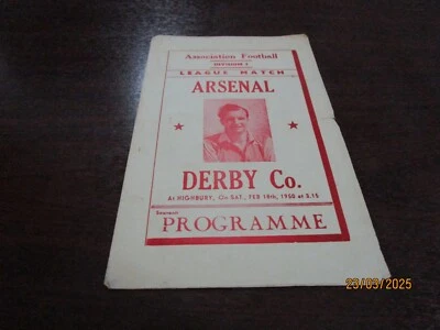 ARSENAL  v  DERBY COUNTY  1949/50  FEBRUARY 18th 'PIRATE' SOUVENIR ISSUE j,buick - Image 1 of 2