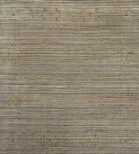 Striped Artisan-made Wool Area Rug Hand-knotted Gabbeh Square Carpet 8x8 ft - Picture 1 of 10