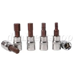 S2 Alloy Steel Metric 1/4" Drive Hex Bit Sockets Set Silver Pack of 6 - Picture 1 of 9