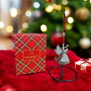 MONET Rhinestone Christmas Ornament Annual Dated 2022 Angel Gold Tone - Foto 1 di 10