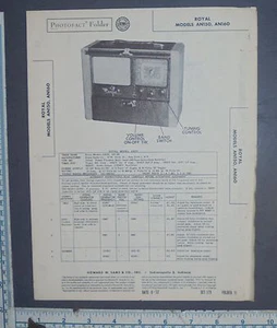 PHOTOFACT ORDNER HANDBUCH & SCHEMATISCHES RADIO ROYAL MODEL AN150, AN160 - Bild 1 von 1