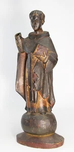 antike Holzstatue des Heiligen Vinzenz Ferrer / San Vicente Ferrer aus dem 18. - 19. Jh. - Bild 1 von 17